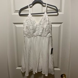 LuLu's Women's White Lace Spaghetti Strap Mini Dress